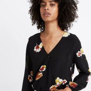 Madewell Silk Wrap Top in Gallery Floral XXL